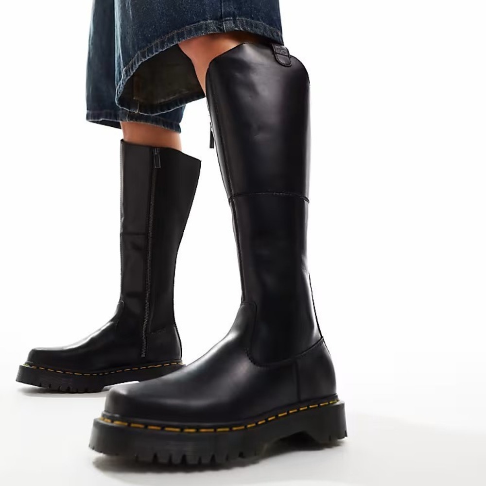 Womens Size 8 Dr. Martens Knee High Riding Boots Amaayah Hi Orlean Leather Black